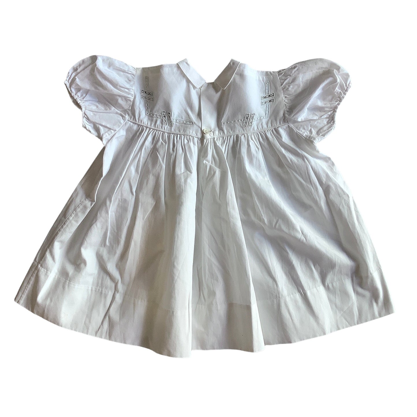 Vintage 60's Puff Sleeves White  Dress  12-18M