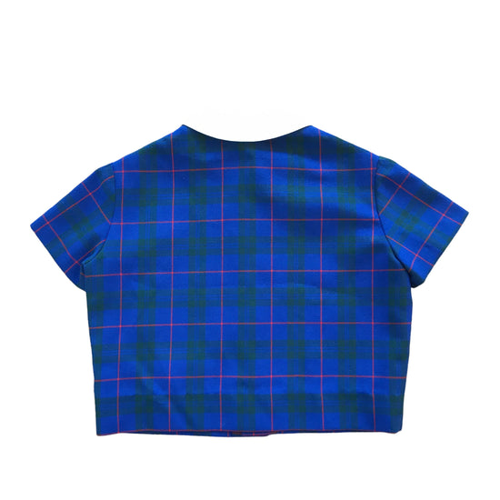 60's Vintage Blue Tartan Top / Shirt / 3-4Y
