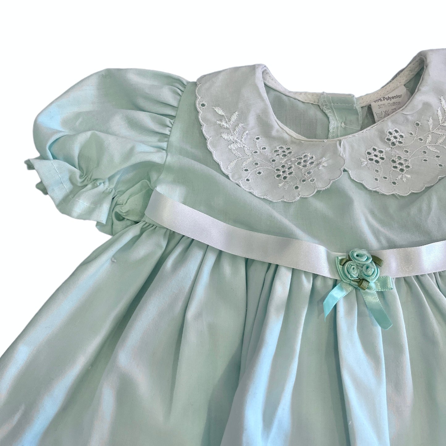 Vintage 1980s Light Green Ruffle Dress 6-9 Months