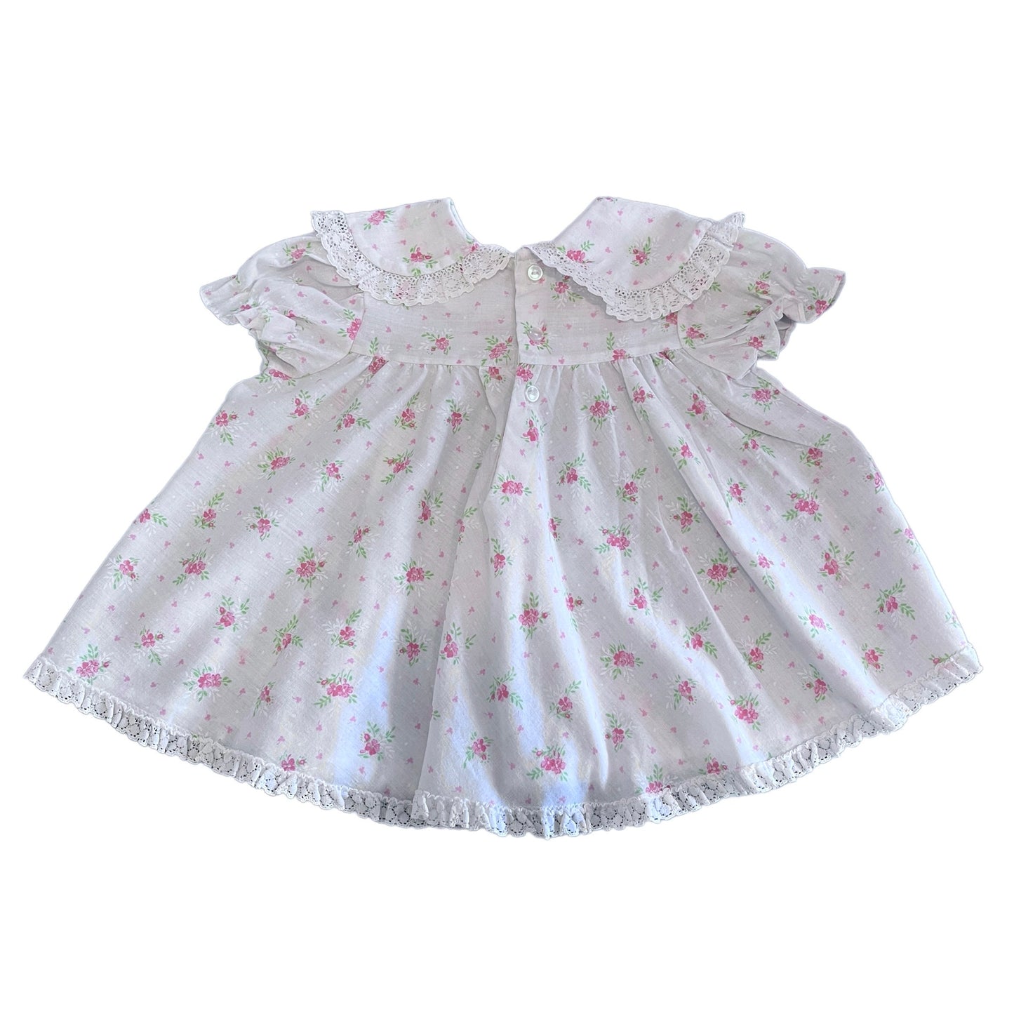 Vintage 1980s White Floral Ruffle Dress 6-9 Months