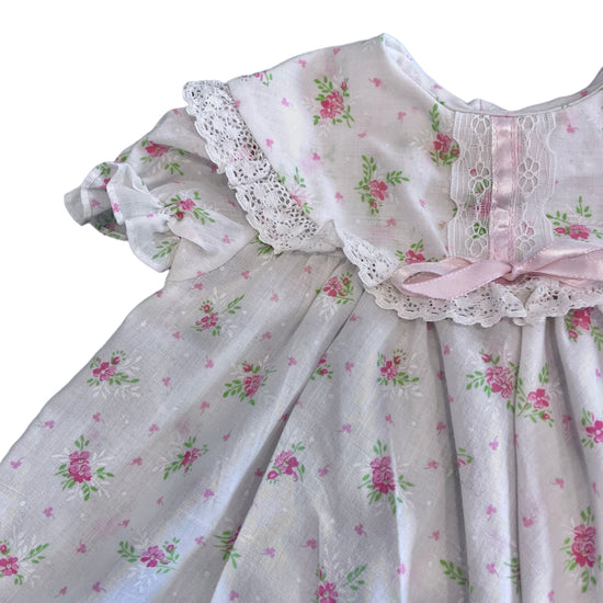 Vintage 1980s White Floral Ruffle Dress 6-9 Months