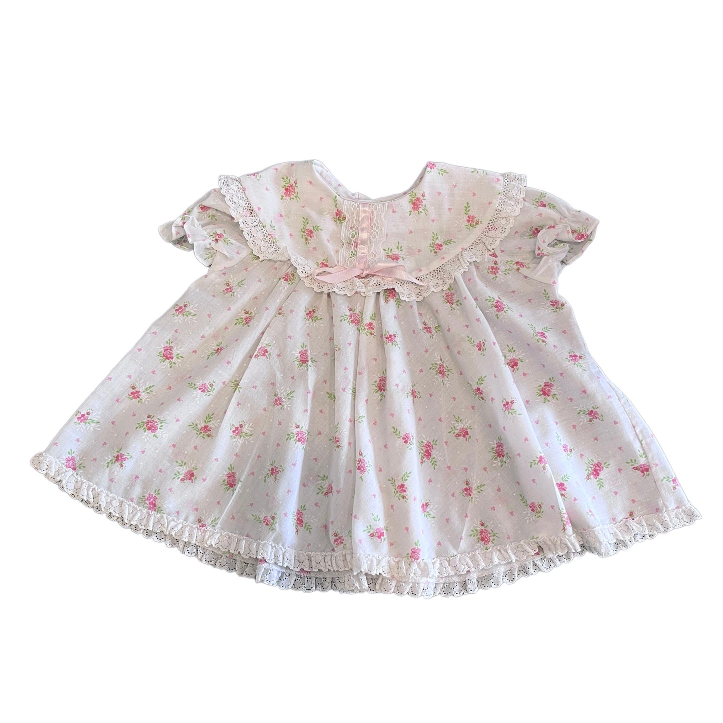 Vintage 1980s White Floral Ruffle Dress 6-9 Months