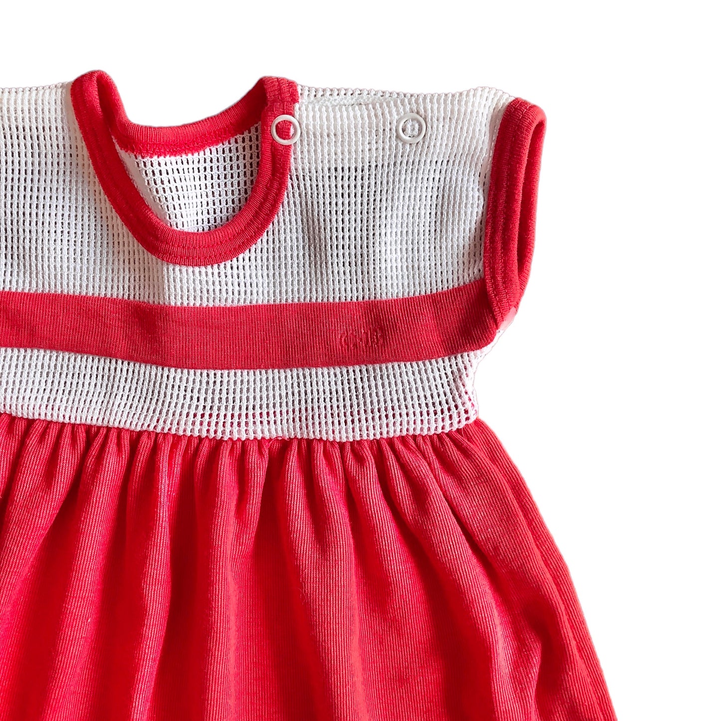 1970s Red / White Dress / 0-3 Months