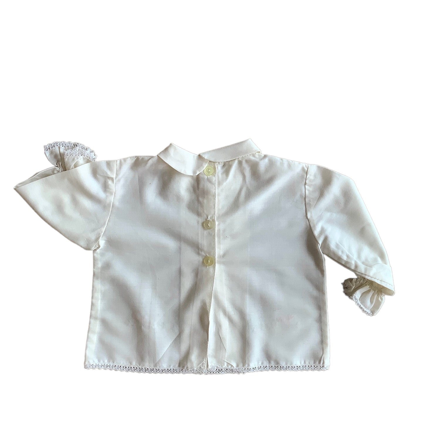 Vintage 60's Ivory Embroidered Shirt/ Top / Blouse / 0-3 Months