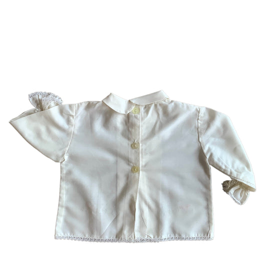 Vintage 60's Ivory Embroidered Shirt/ Top / Blouse / 0-3 Months