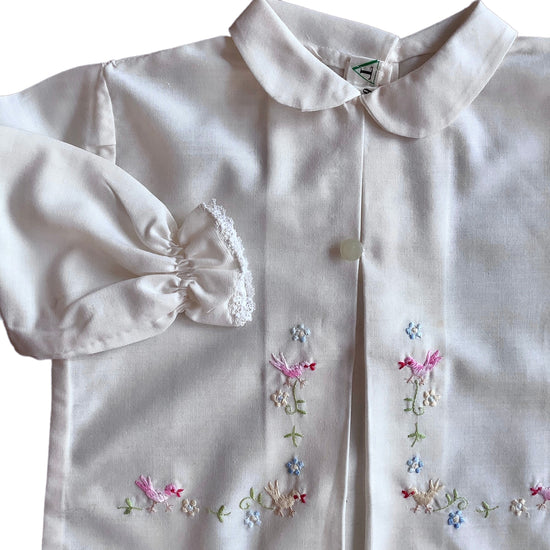 Vintage 60's Ivory Embroidered Shirt/ Top / Blouse / 0-3 Months