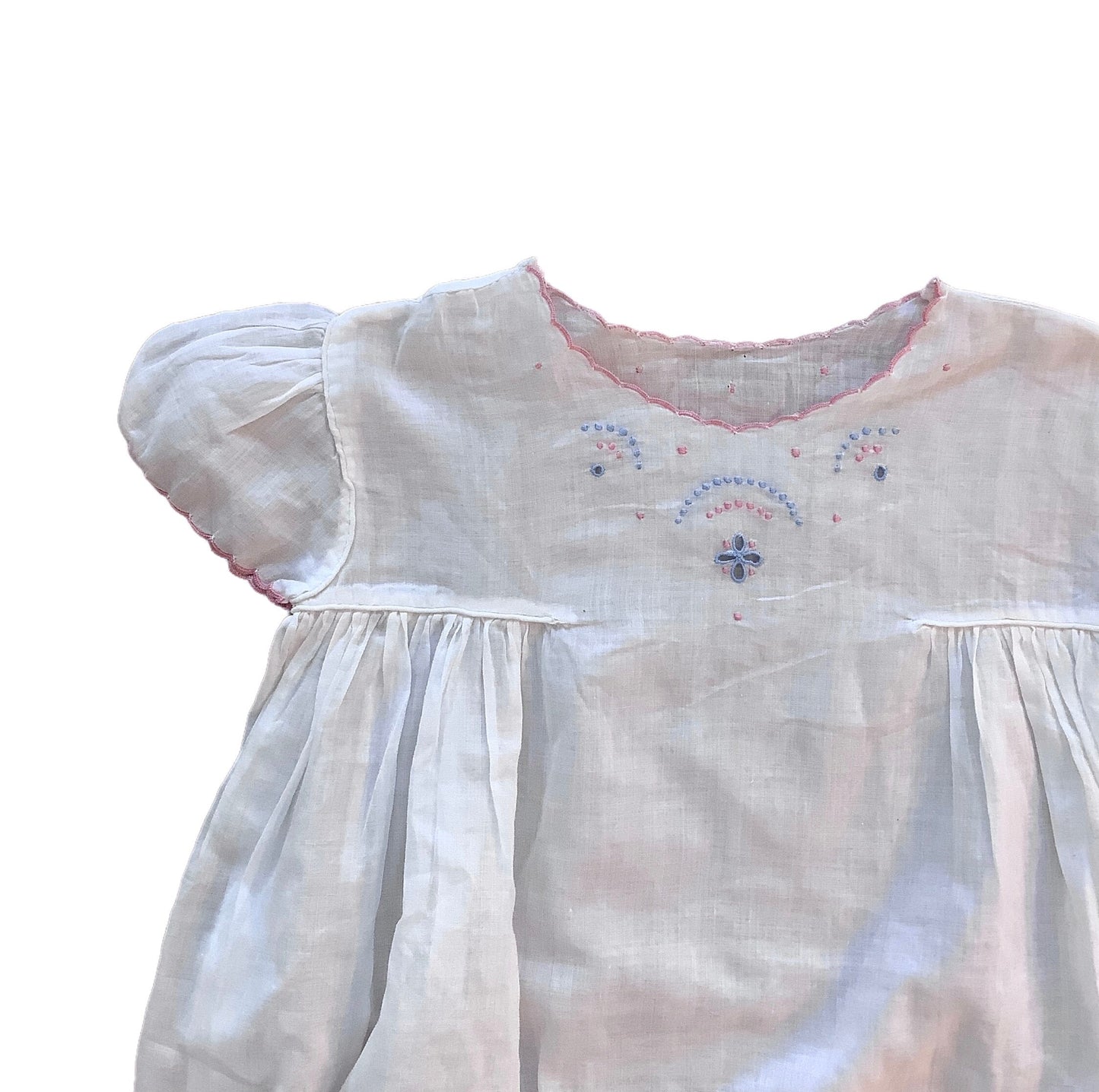 Vintage 60's Lightweight Delicately Embroidered White Dress 12-18M