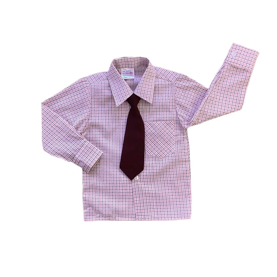 Vintage 60's  Brown/ Orange Check Shirt and Tie / 12-18M