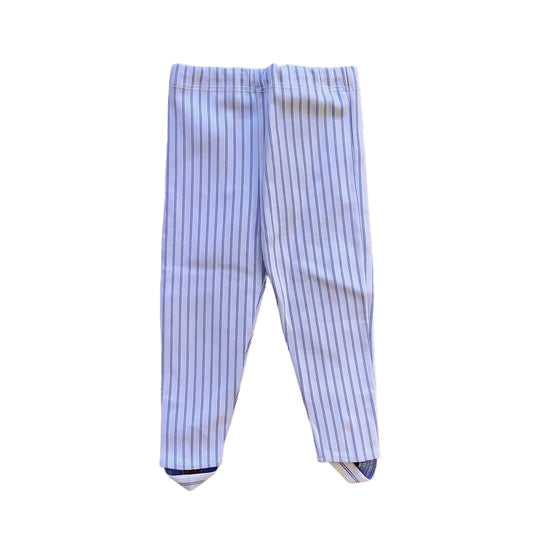 Vintage 70's Striped Blue Nylon Stirrup Leggings / 12-18M