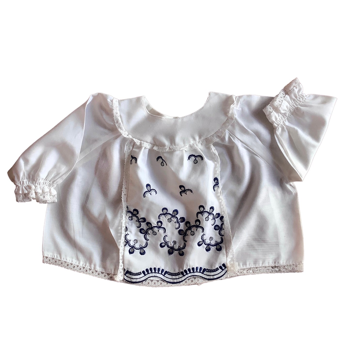 Vintage 60's White Baby Shirt/ Top / Blouse / 0-3 Months