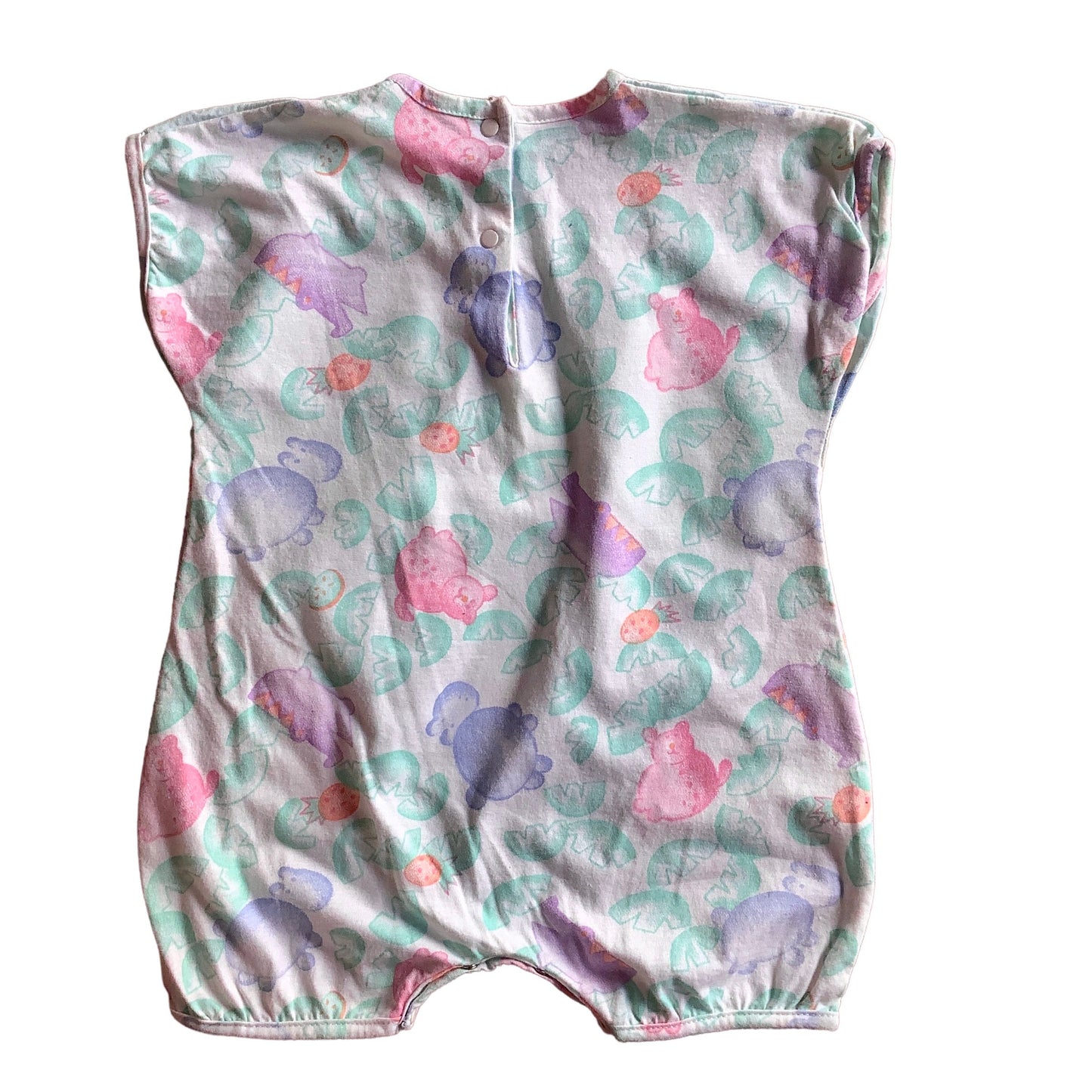 Vintage 1980s Pastel "Hippo"  Romper / 12-18 Months