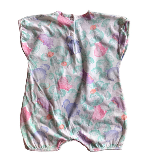 Vintage 1980s Pastel "Hippo"  Romper / 12-18 Months