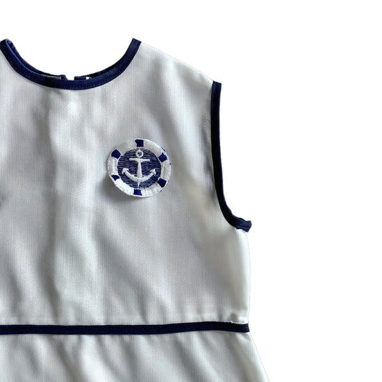 Load image into Gallery viewer, Vintage 60&amp;#39;s White Nautical Dress 12-18M
