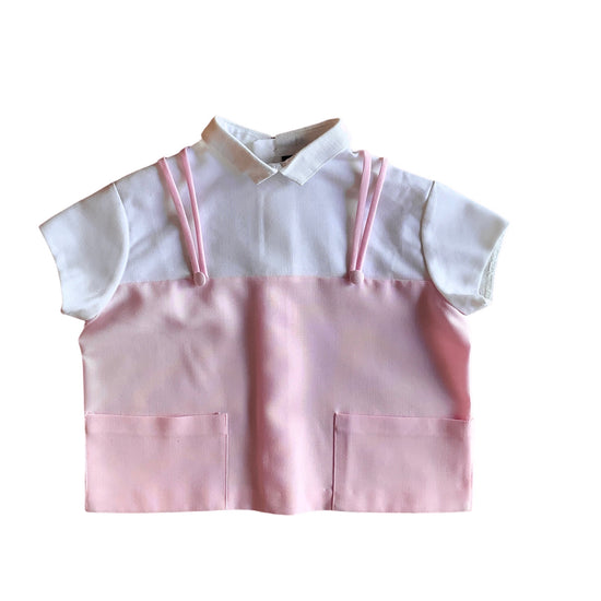 Vintage 60's Mod Pink/ White  Mini Dress 12-18M