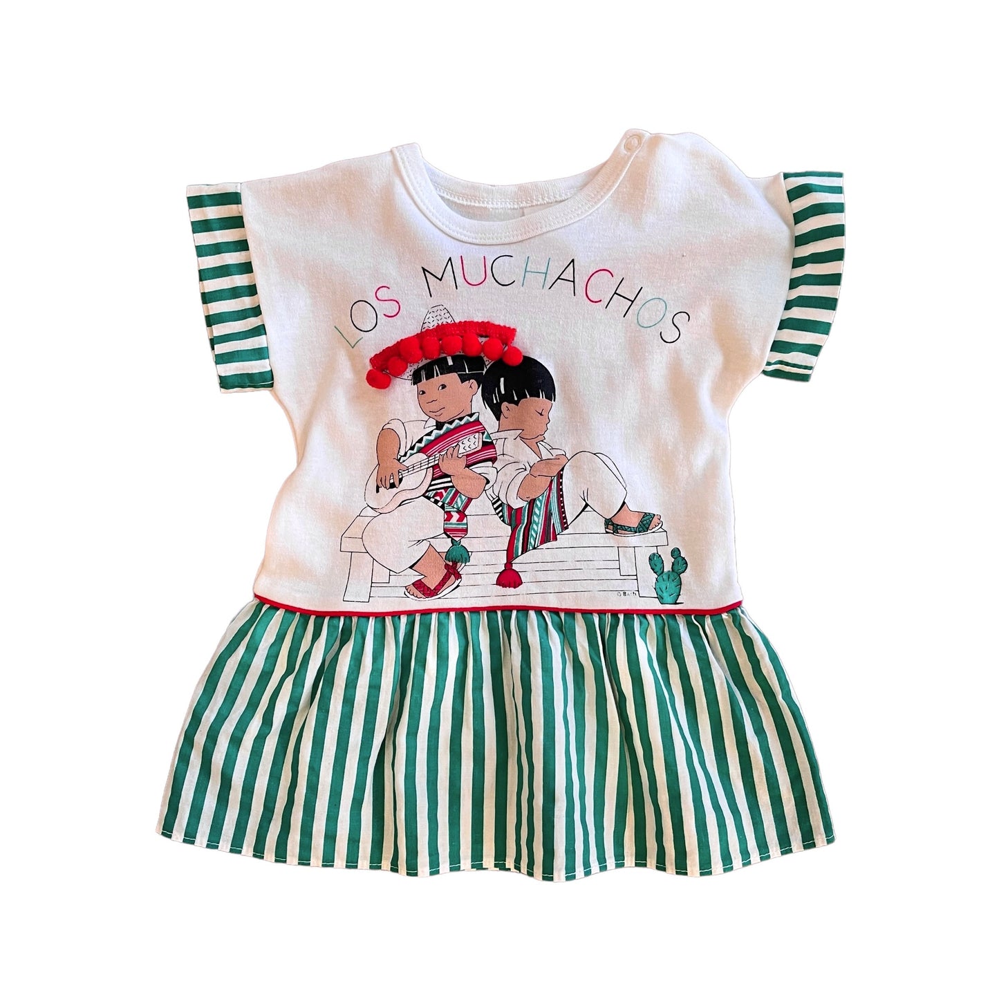 Vintage 1980s Striped / Green Dress 9-12M