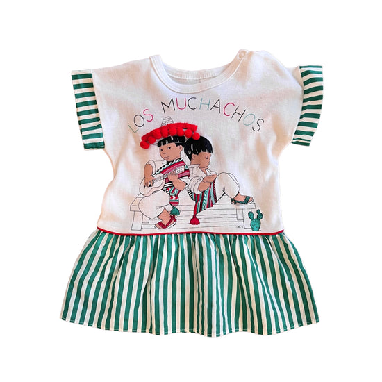 Vintage 1980s Striped / Green Dress 9-12M