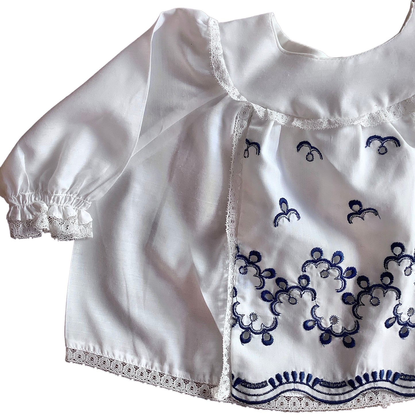 Vintage 60's White Baby Shirt/ Top / Blouse / 0-3 Months