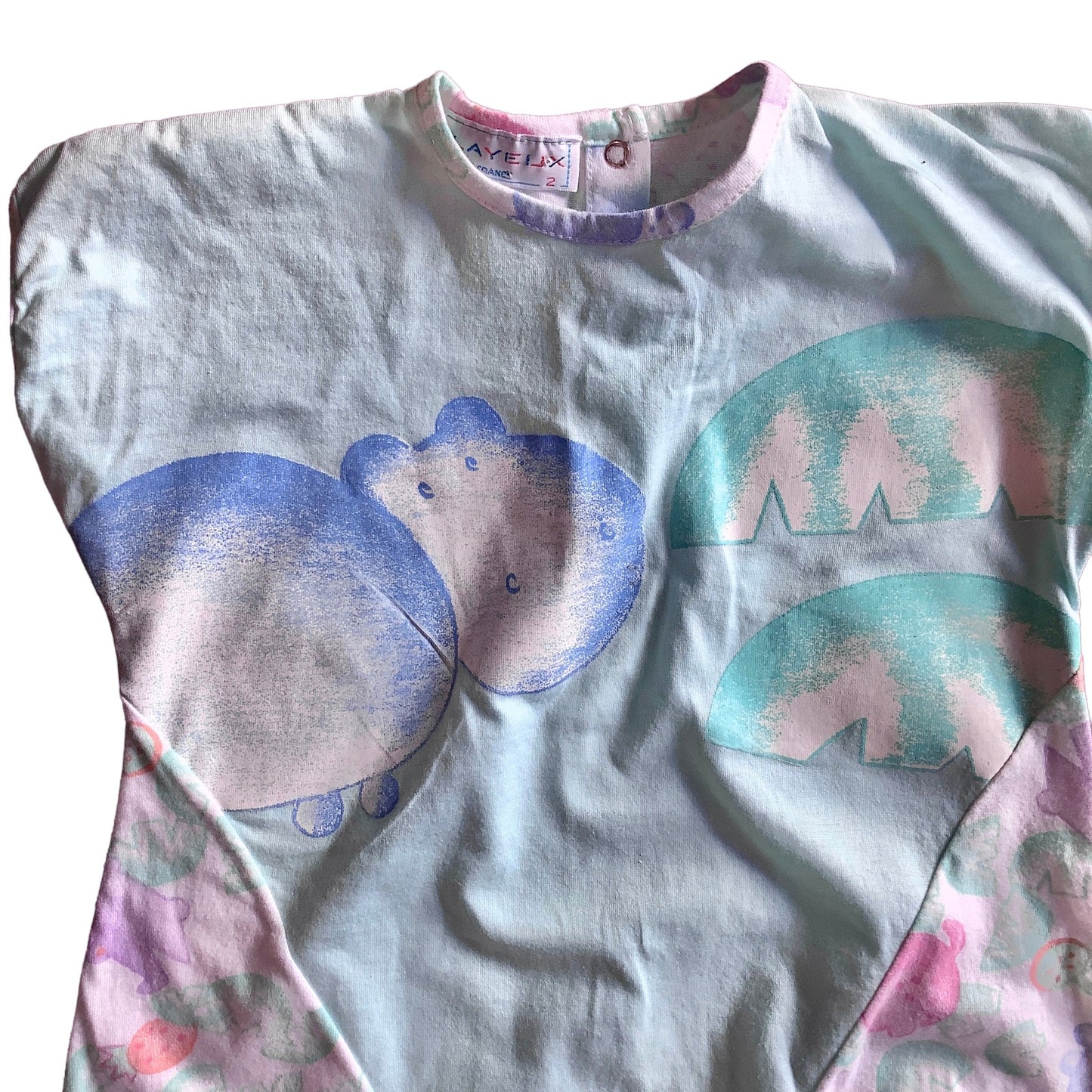 Vintage 1980s Pastel "Hippo"  Romper / 12-18 Months