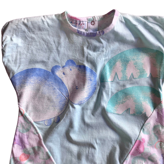 Vintage 1980s Pastel "Hippo"  Romper / 12-18 Months