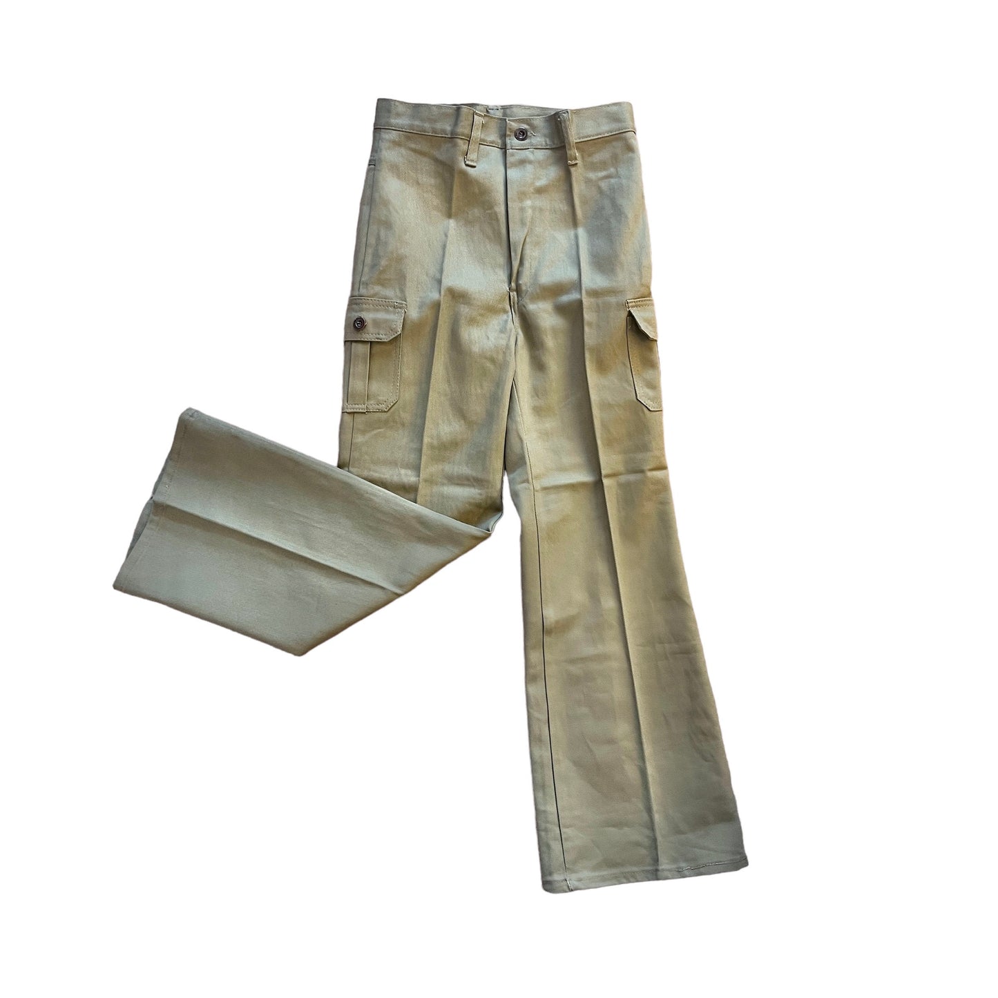 Vintage 1970s Green Flared Cargo Pants 10-12Y