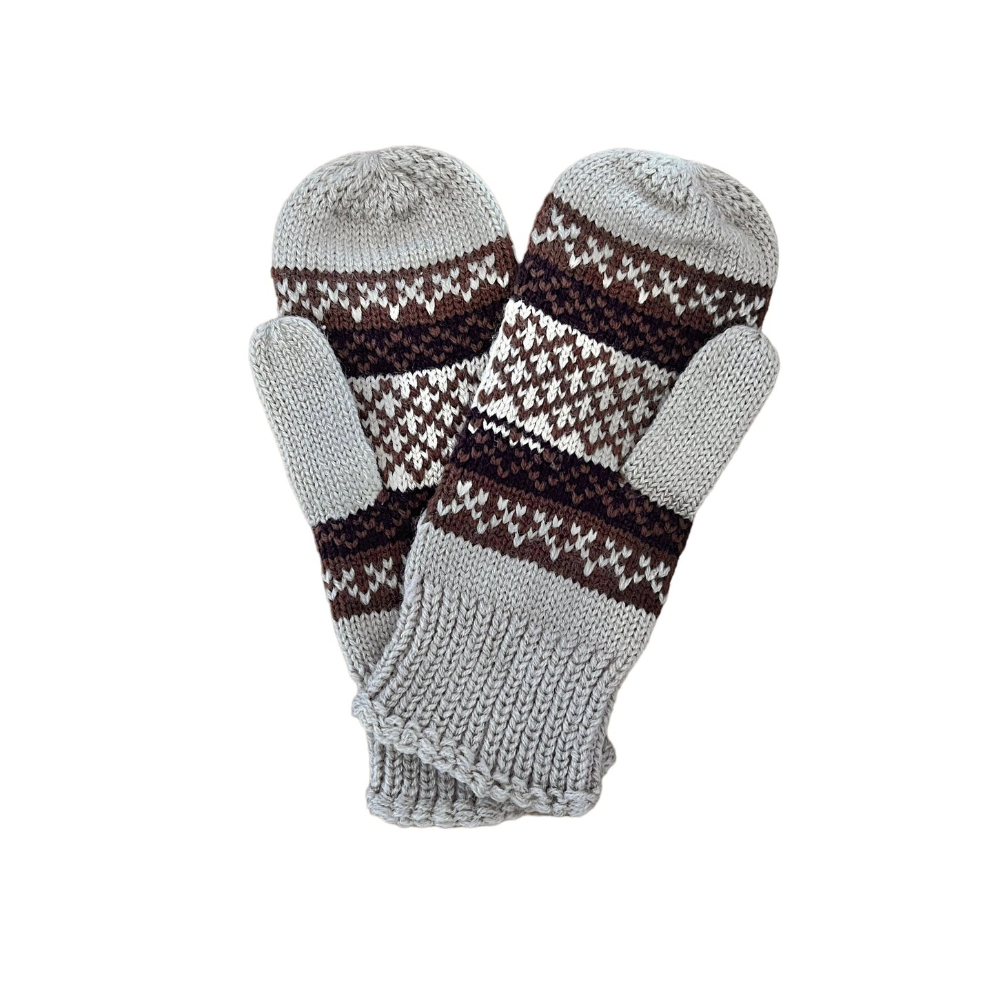 Vintage 70s Knitted Brown Mittens