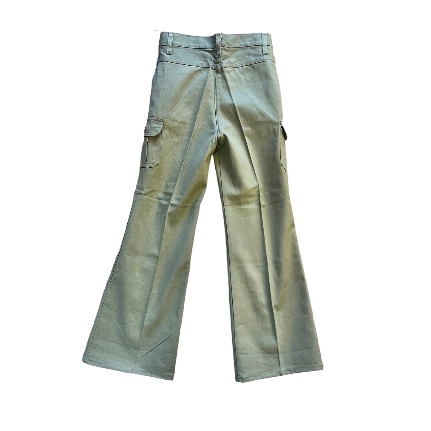 Vintage 1970s Green Flared Cargo Pants 10-12Y