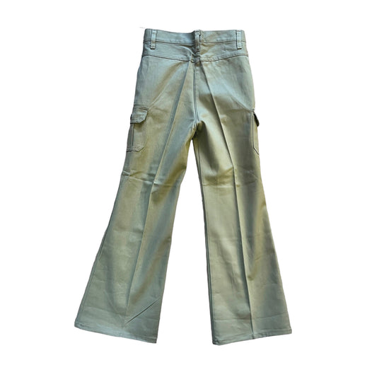 Load image into Gallery viewer, Vintage 1970s Green Flared Cargo Pants 10-12Y
