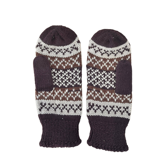 Vintage 70s Knitted Brown Mittens