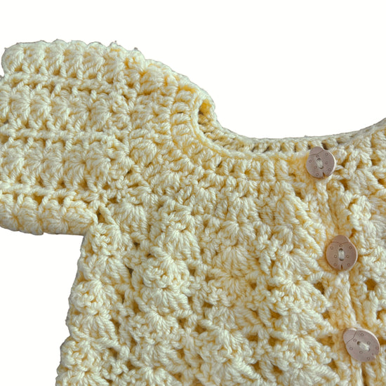 Vintage 70's Yellow Knitted Cardigan / 0-3 Months