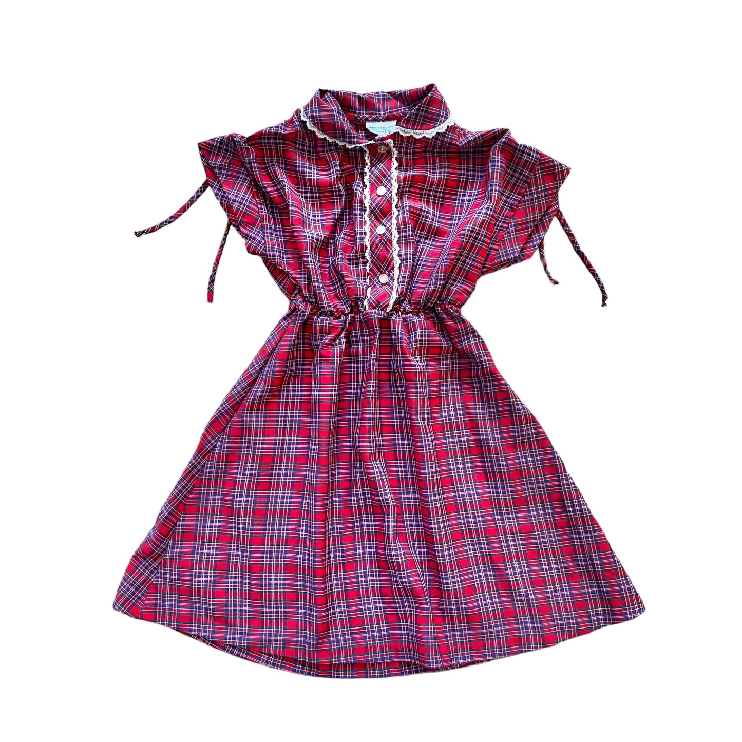 Vintage 70's Red Tartan Dress / 6-8Y