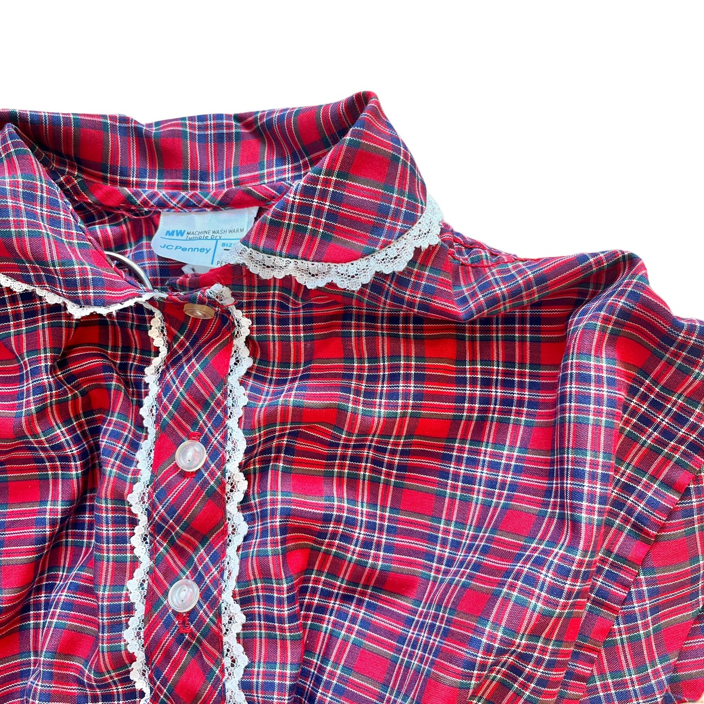 Vintage 70's Red Tartan Dress / 6-8Y