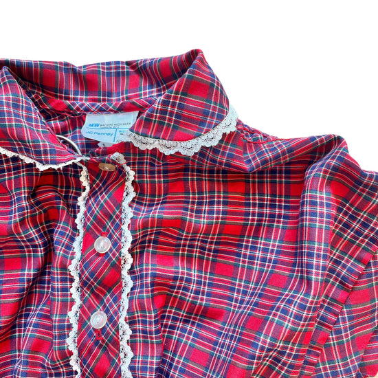 Vintage 70's Red Tartan Dress / 6-8Y