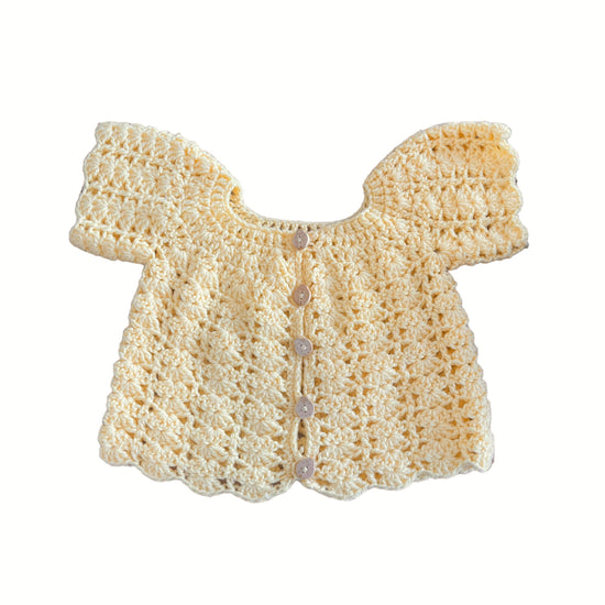 Vintage 70's Yellow Knitted Cardigan / 0-3 Months