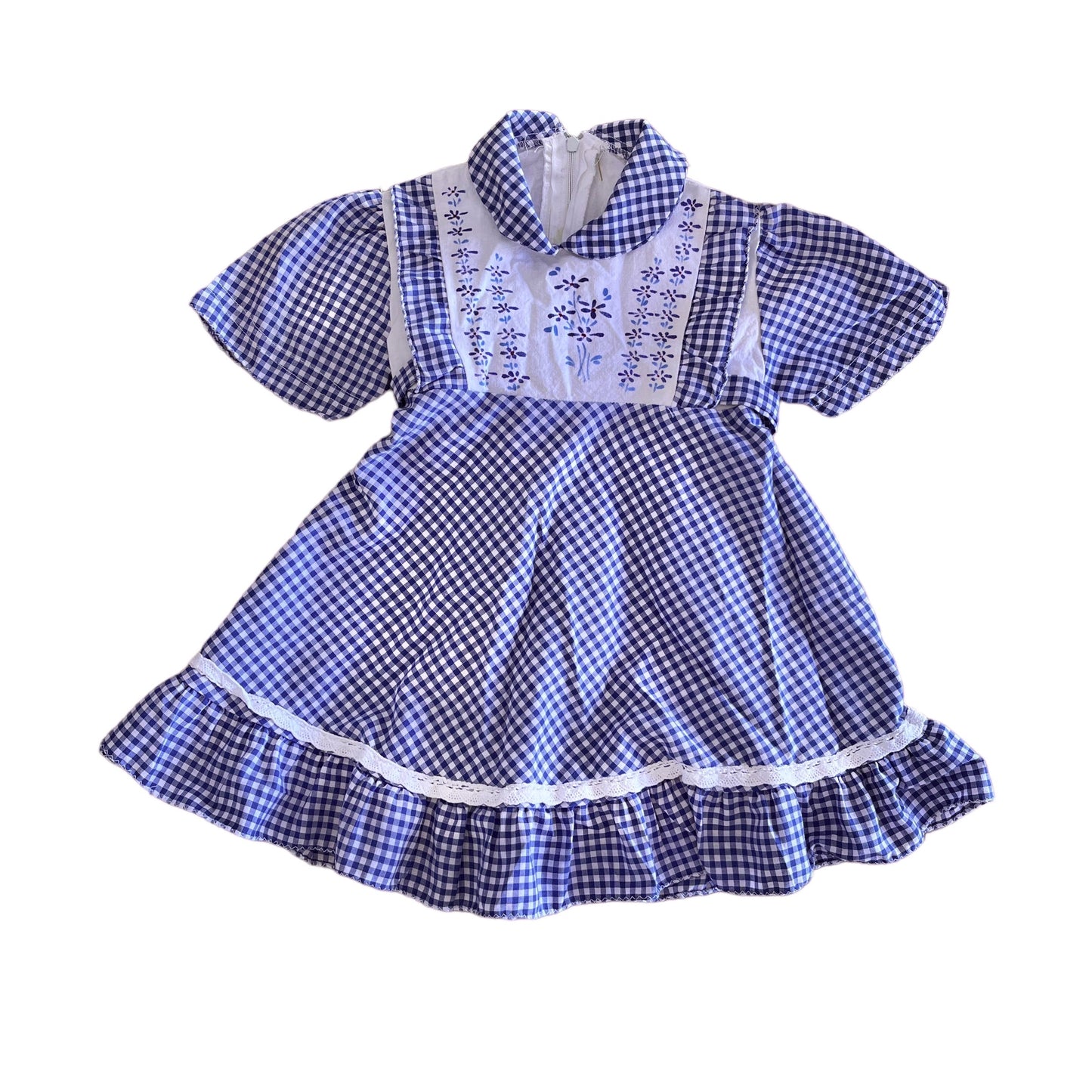 1970's Blue Gingham Dress  6-9 Months