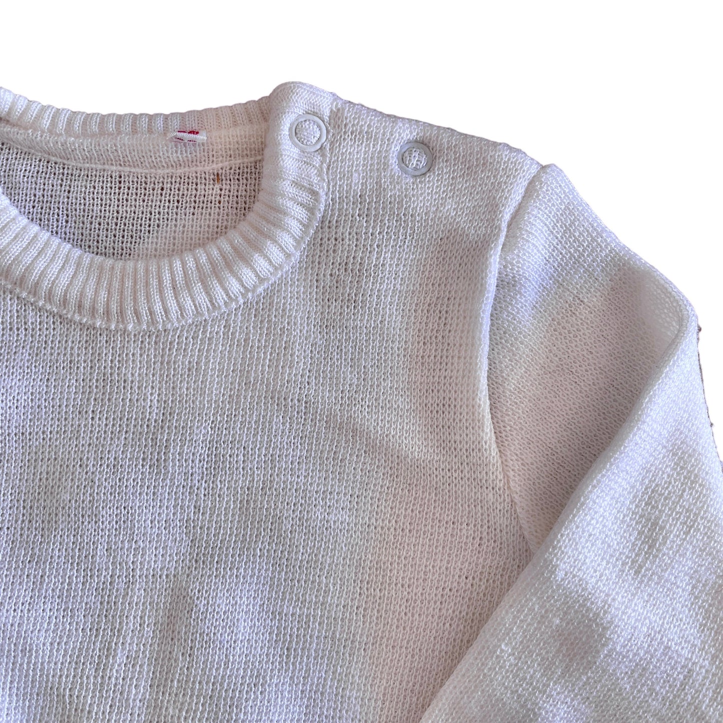 Vintage 60s White Knitted Jumper   6-9M