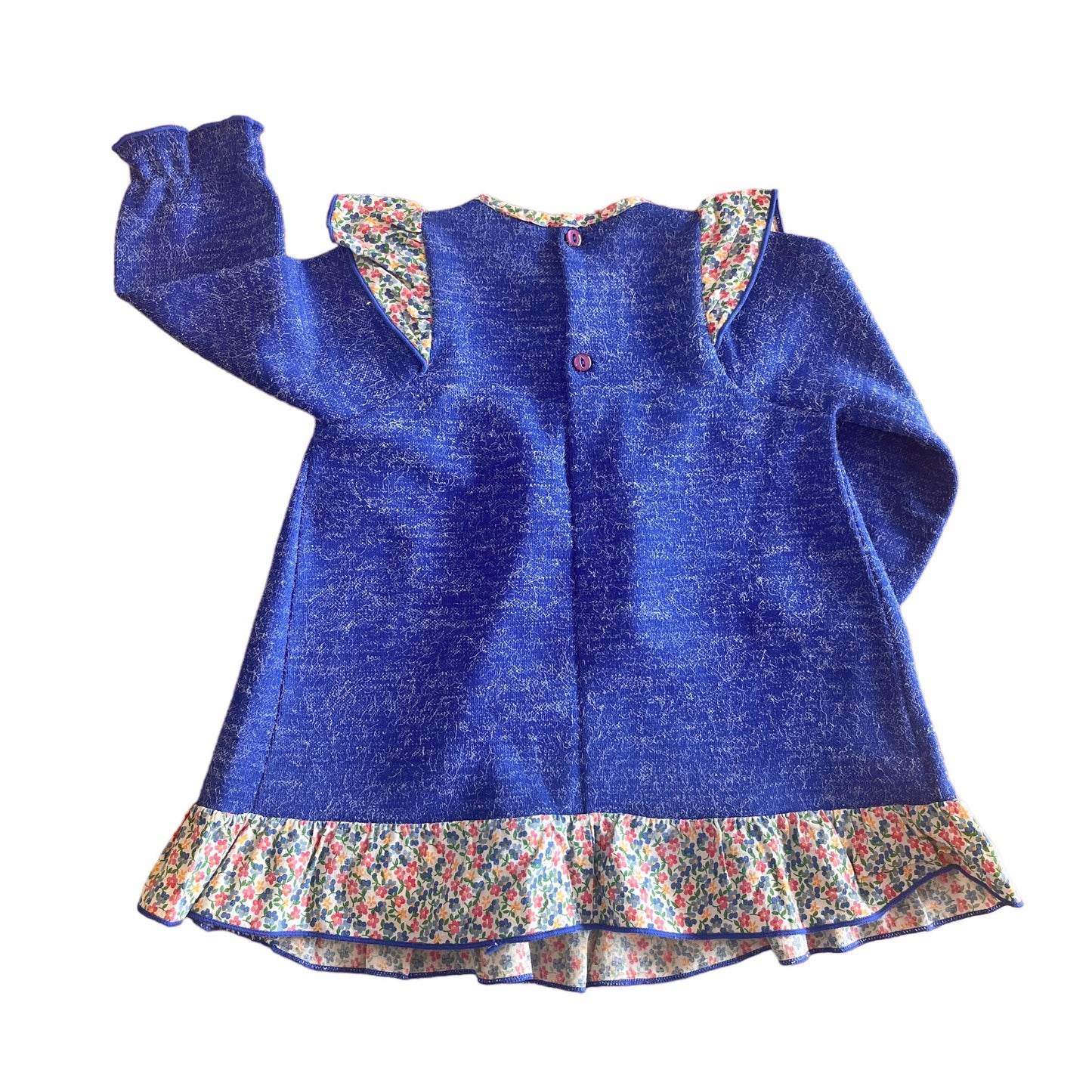 Vintage 1970s Blue Mothercare Boho Dress / 12-18 Months