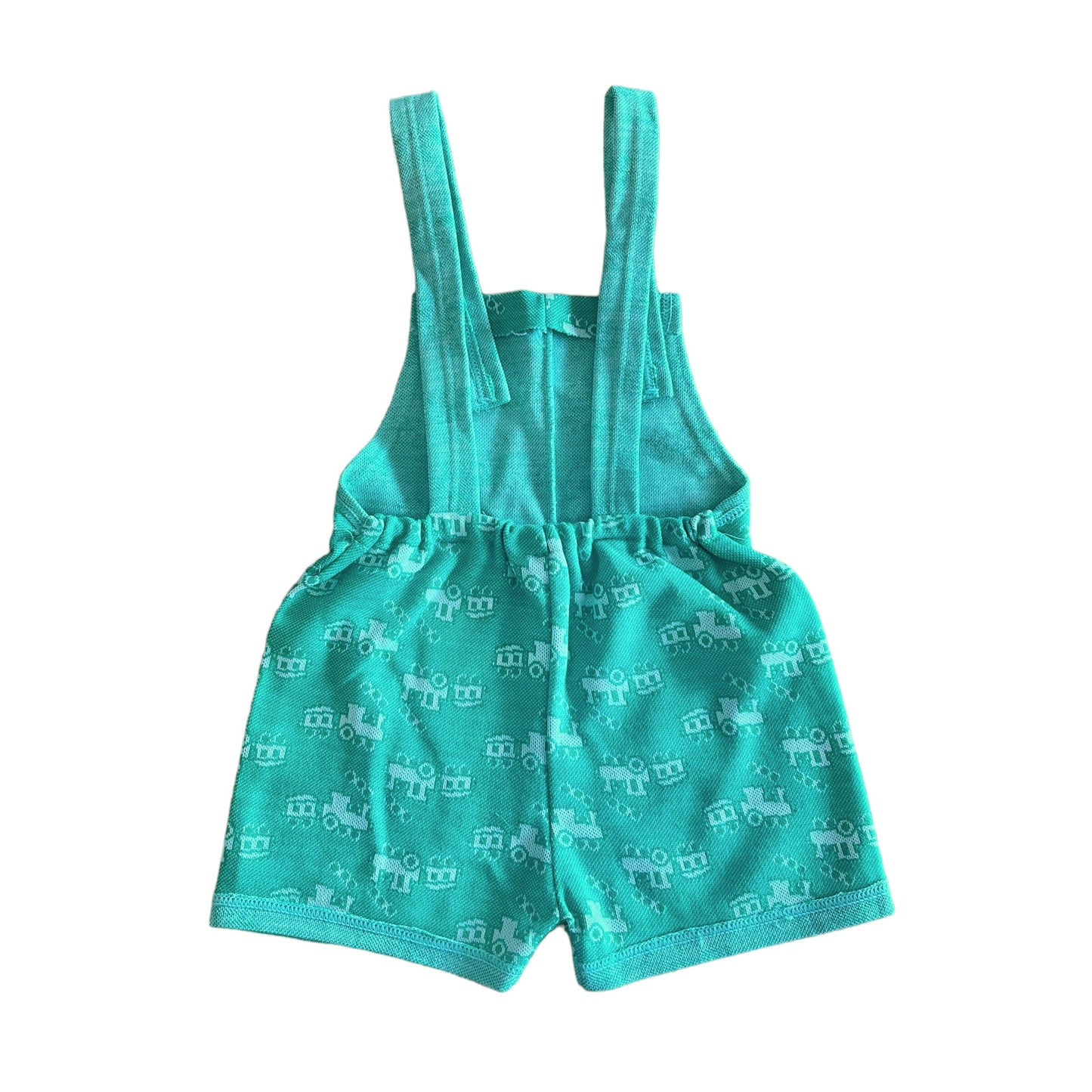Vintage 1970s Green Short Dungarees / 2-3Y