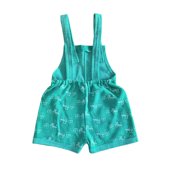 Vintage 1970s Green Short Dungarees / 2-3Y