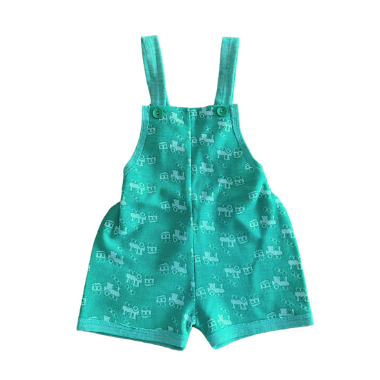 Vintage 1970s Green Short Dungarees / 2-3Y
