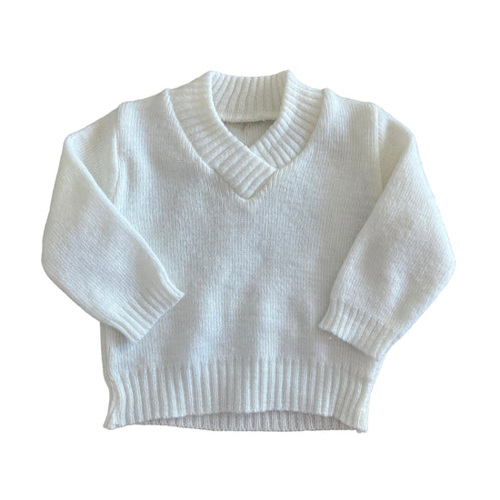 Load image into Gallery viewer, 1970s White V-Neck Jumper / 0-3 Months
