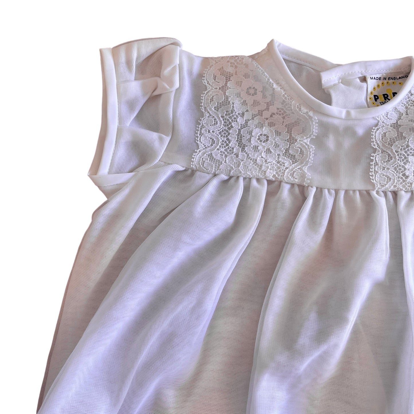 Vintage 60s Baby White Sheer Dress  6-9 Months