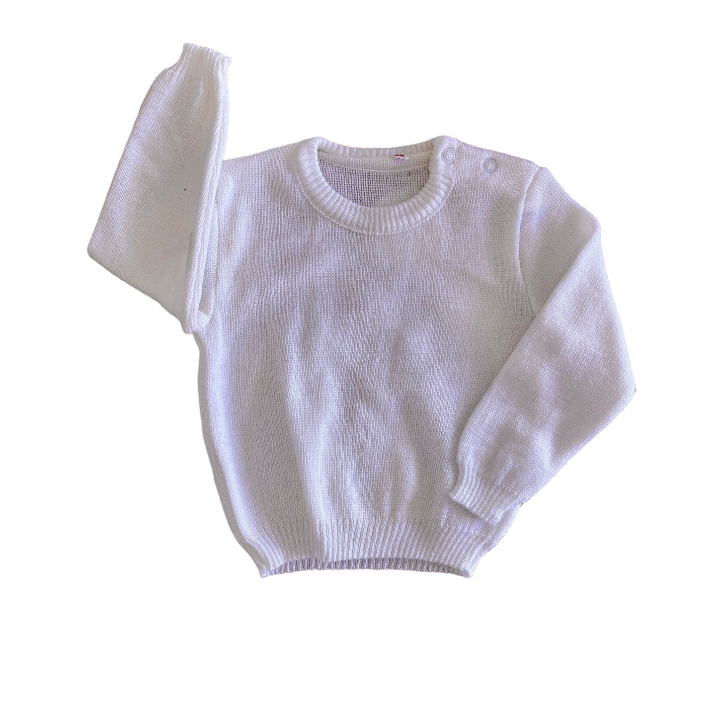 Vintage 60s White Knitted Jumper   6-9M