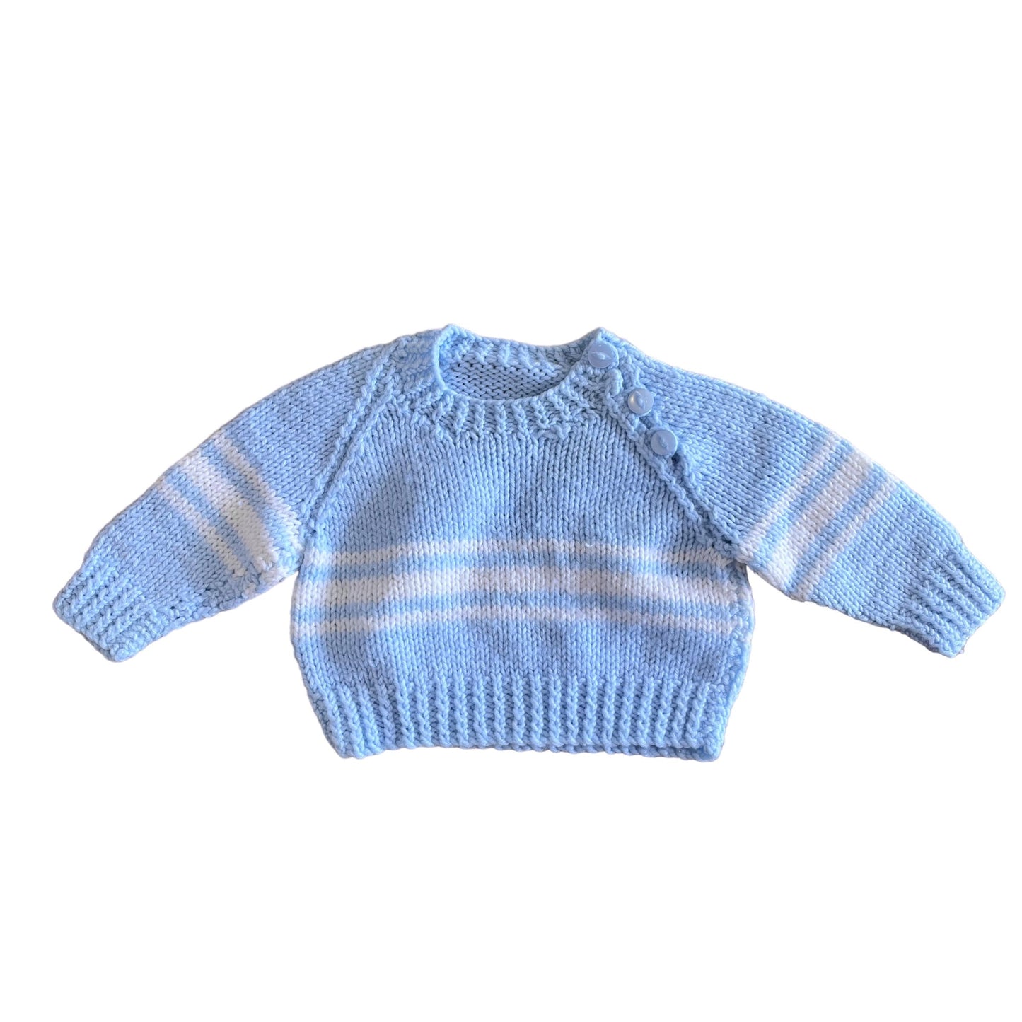 Vintage 1970's Blue Hand Knitted Jumper Newborn