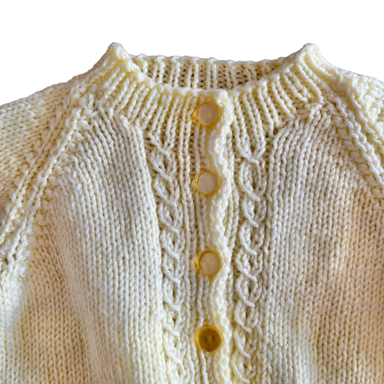 Vintage 1970's Yellow Hand Knitted Cardigan 0-3M