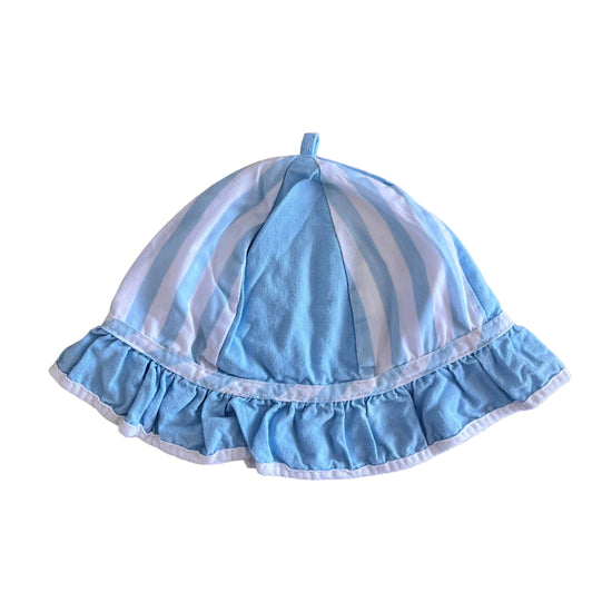 Vintage 70s Blue Baby Cotton Sun Hat 6-12Months