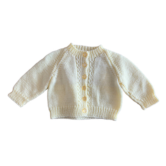 Vintage 1970's Yellow Hand Knitted Cardigan 0-3M