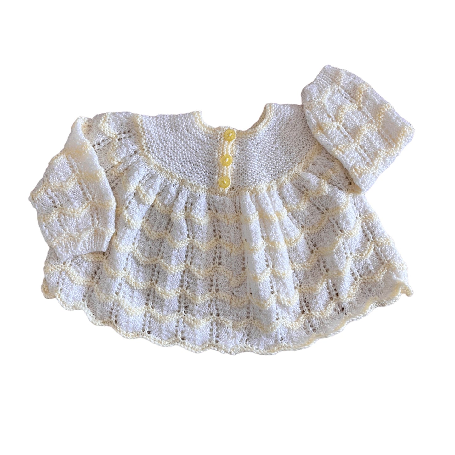 Vintage 70s White Knitted Jumper Dress 6-9M