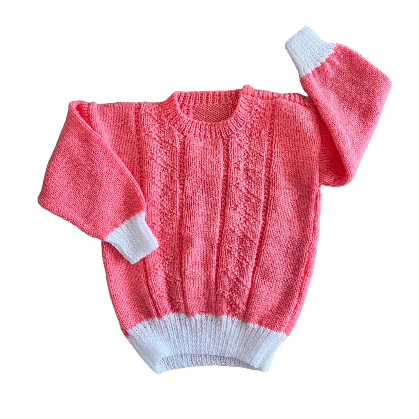 Vintage 70's Hand Knitted Pink Cardigan 3-4Y