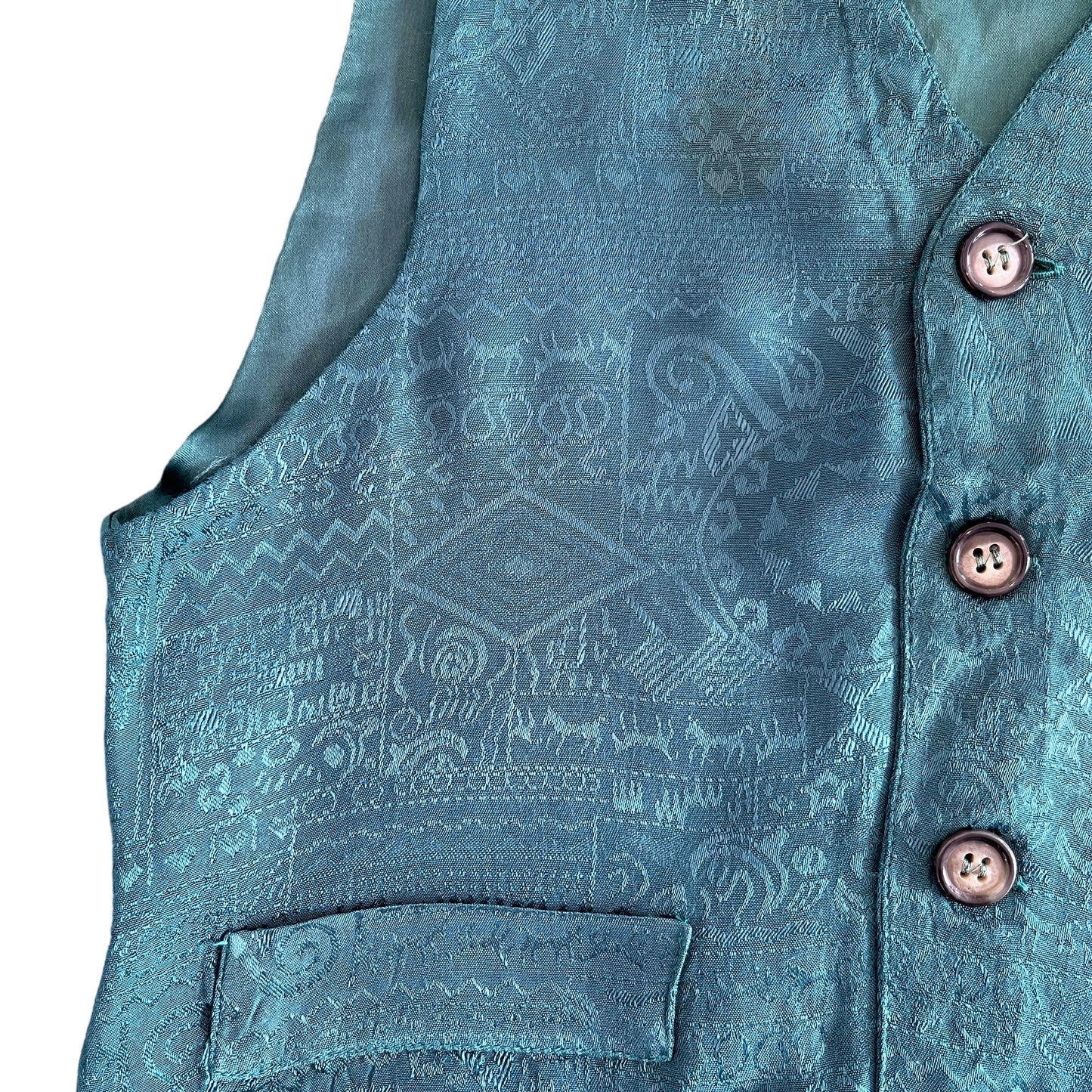 Vintage 1970's Silky Green Waistcoat French Made 6-8Y