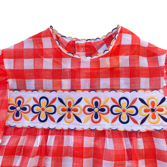 Red Check / Gingham Boho Dress / 10-12Y